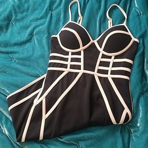 Sexy black and cream bodycon dress (small)